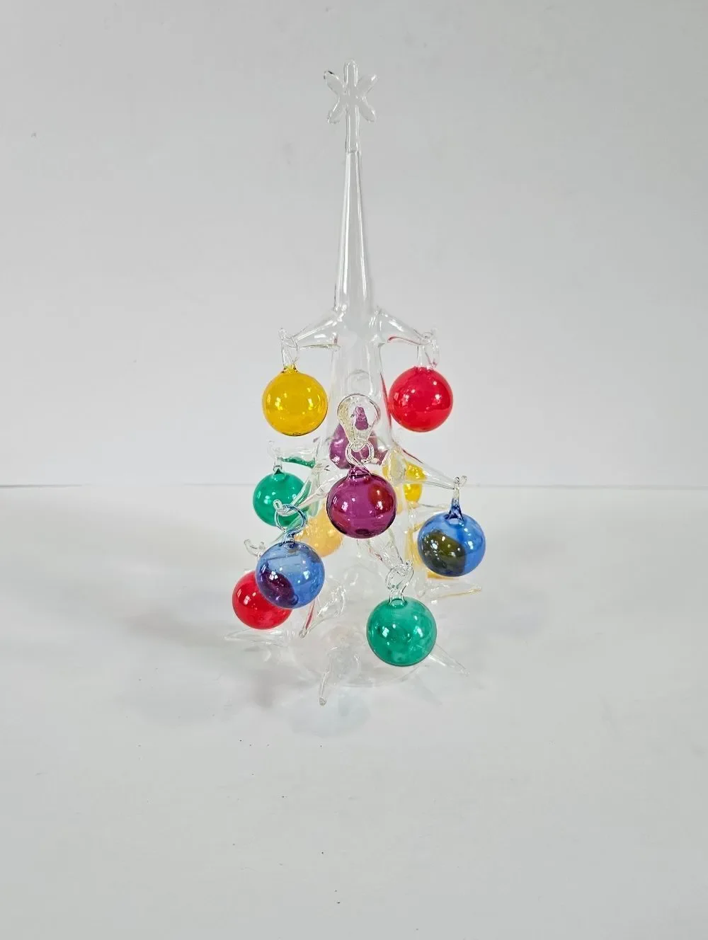 Vintage Handblown Romanian Crystal Christmas Tree Multicolored Glass Ornaments